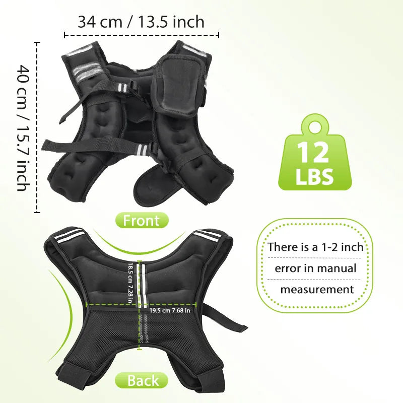 Weighted Fitness Vest With Reflective Stripe And Storage Pocket
