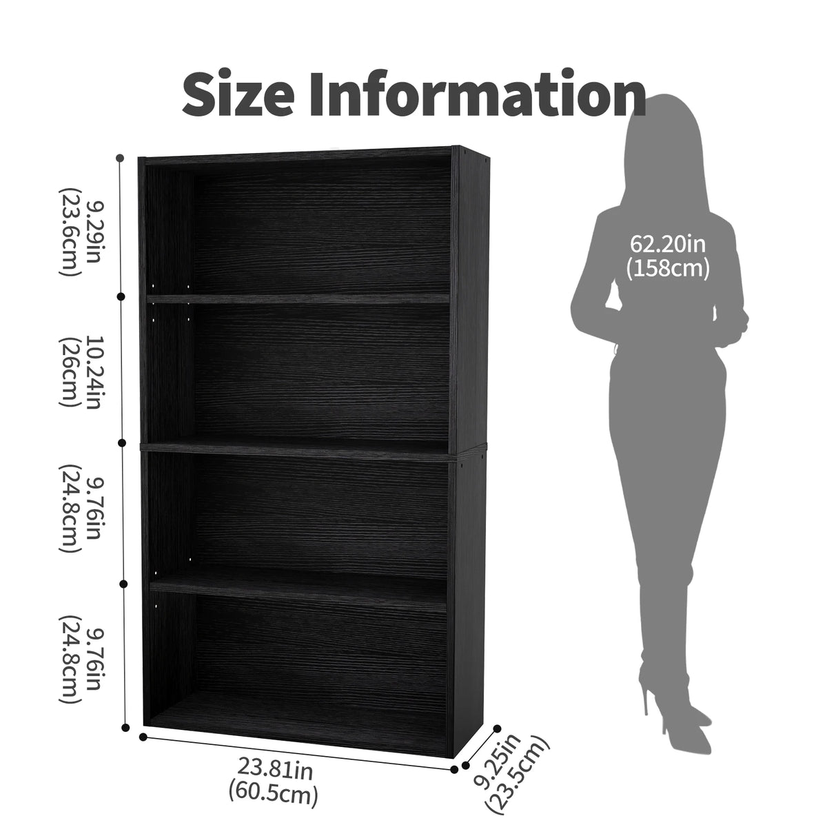 JHK Wooden Open Bookcase Shelf for Home Office Storage
