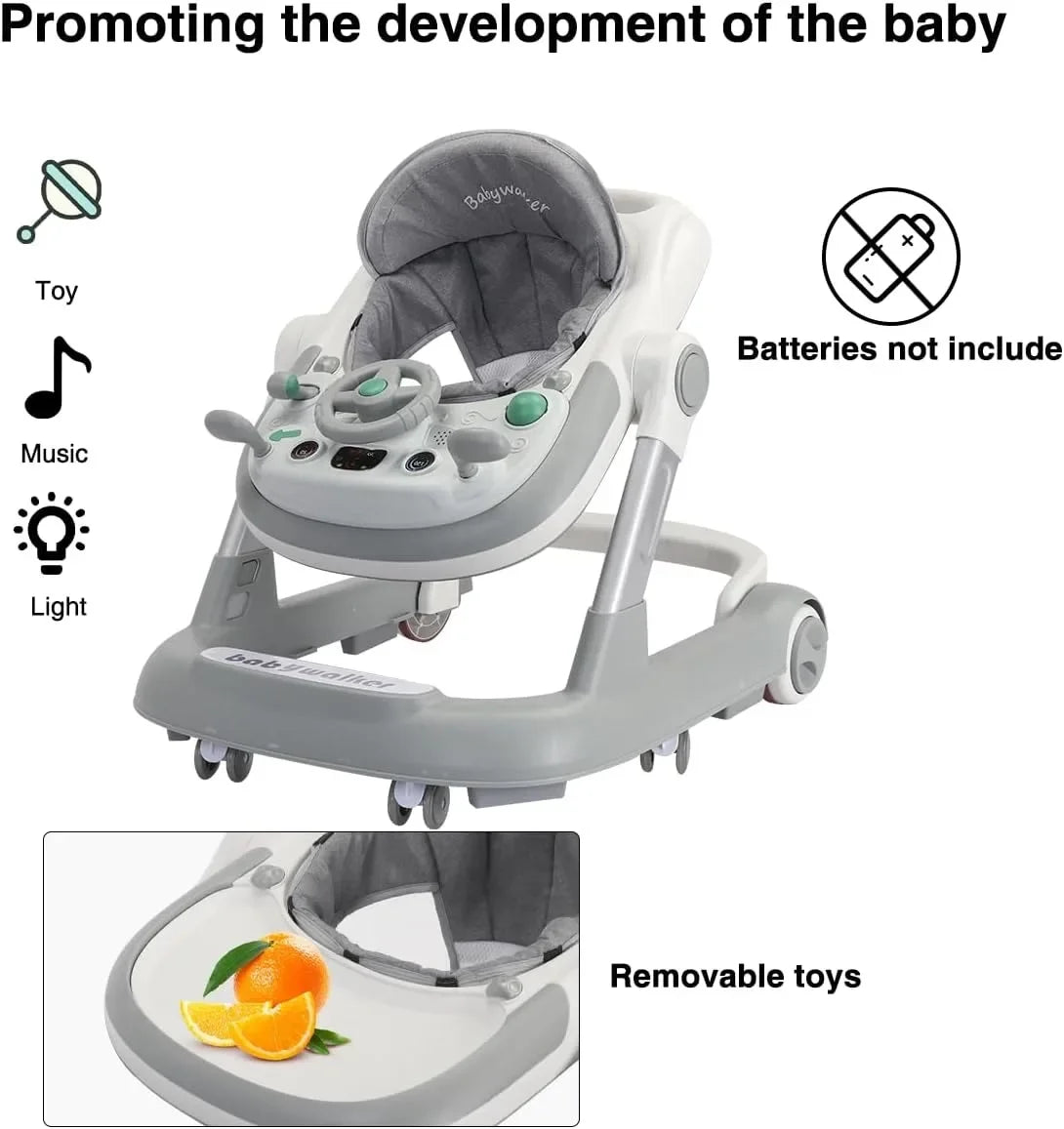 2 In 1 Baby Walker With Removable Feeding Tray For Toddlers
