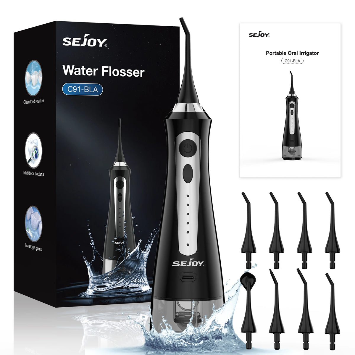 SEJOY Portable Water Flosser Oral Irrigator With Multiple Cleaning Modes