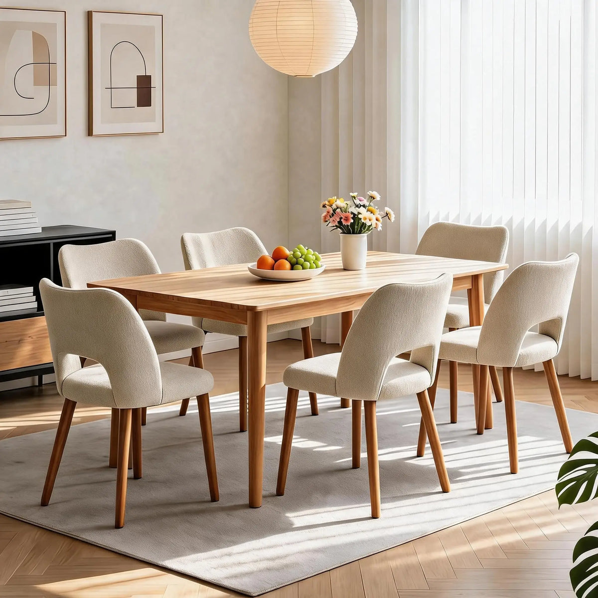 HiMISS Upholstered Dining Chairs With Butterfly Back And Wood Legs