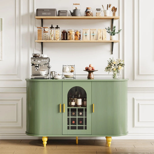 HiMISS Modern Buffet Cabinet With Wine Rack And Glass Holder
