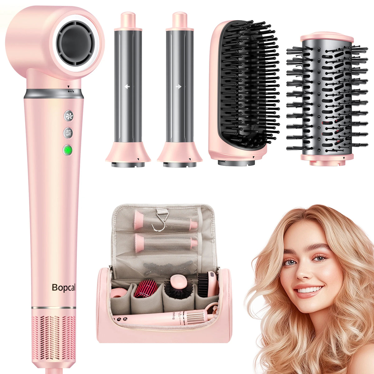 BOPCAL Hot Air Hair Dryer Brush Multi Function Styling Tool Set
