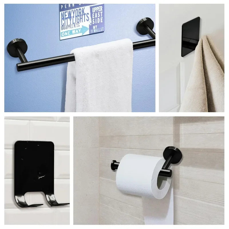7Pcs/Set Bathroom Hardware Set Bathroom Towel Rack Including 16" Hand Towel Bars Toilet Paper Holders, Towel Rings, Robe Towel Hooks