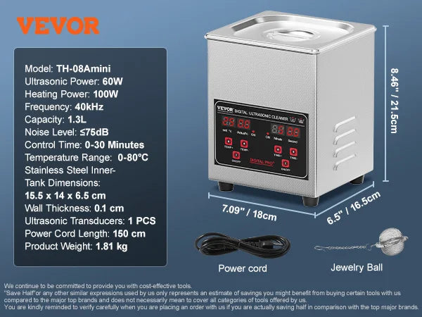 SucceBuy Ultrasonic Cleaner Stainless Steel Deep Cleaning Machine