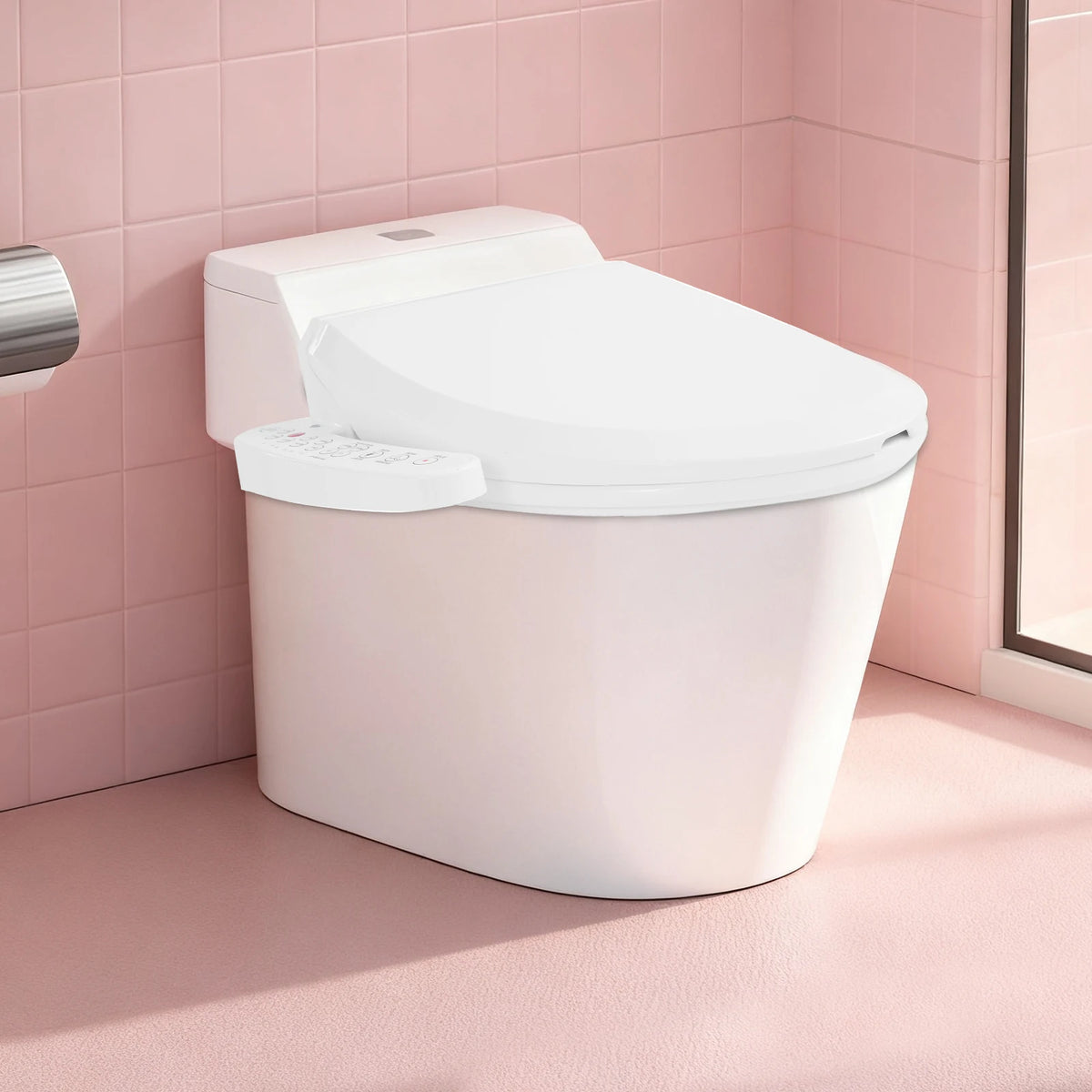1300W Intelligent Toilet Bidet Seat, Electric Toilet Cover Seat Flushing Toilet Seats Adjustable Water & Seat Temperature 1/2"  for Homes, Bedrooms, Hotels