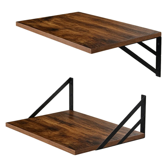 Set of 2 Wall Mounted Deep Floating Shelves, 15.7"W × 11.8"D Decorative Storage Display Shelving for Living Room, Kitchen, Bathroom, Bedroom & Office