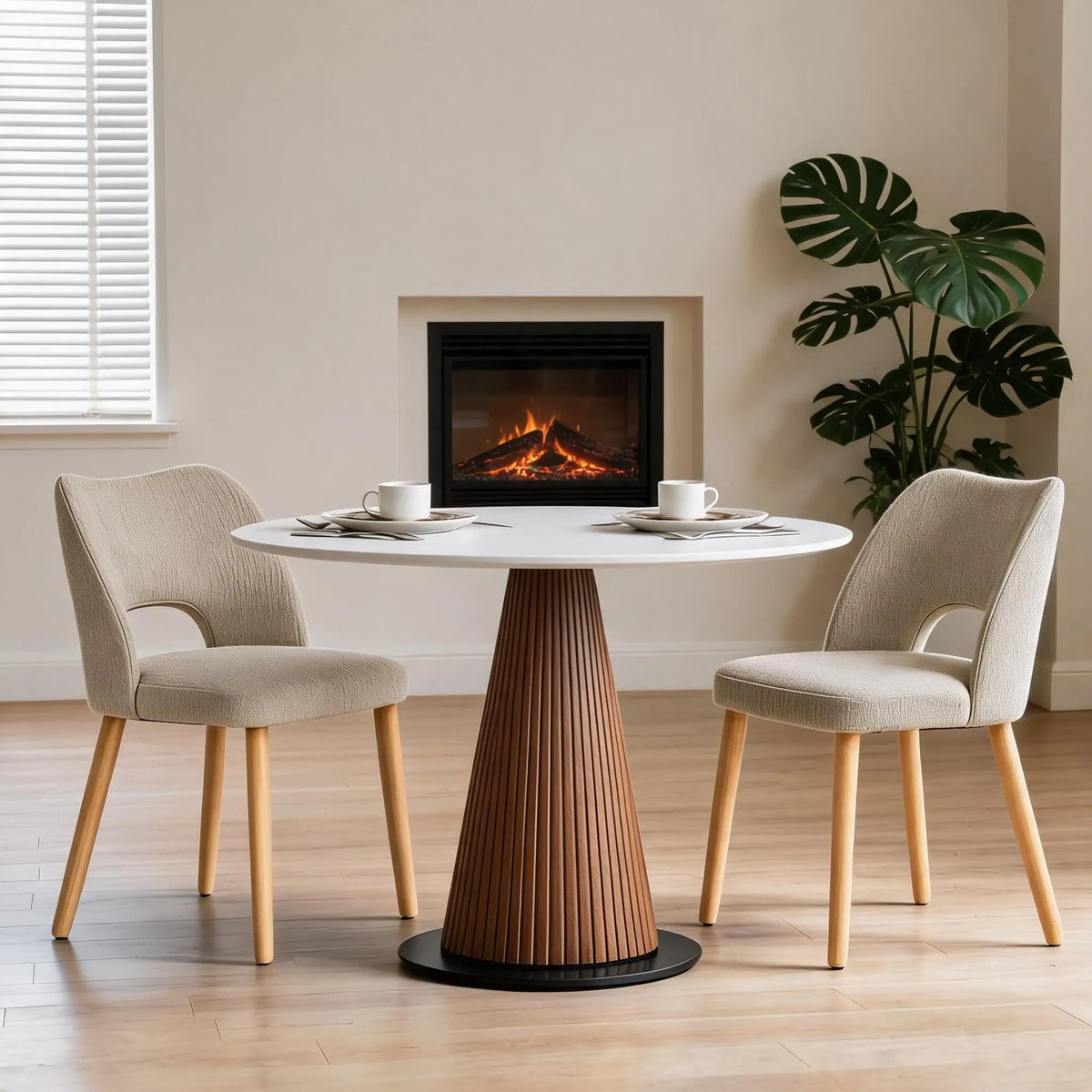 HiMISS Upholstered Dining Chairs With Butterfly Back And Wood Legs