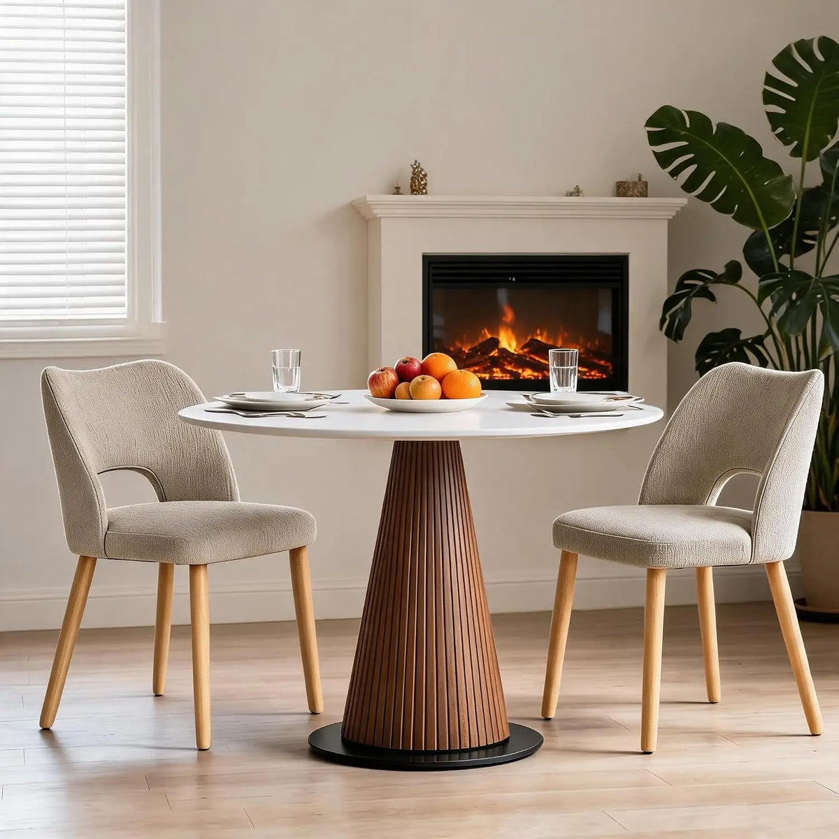 HiMISS Upholstered Dining Chairs With Butterfly Back And Wood Legs