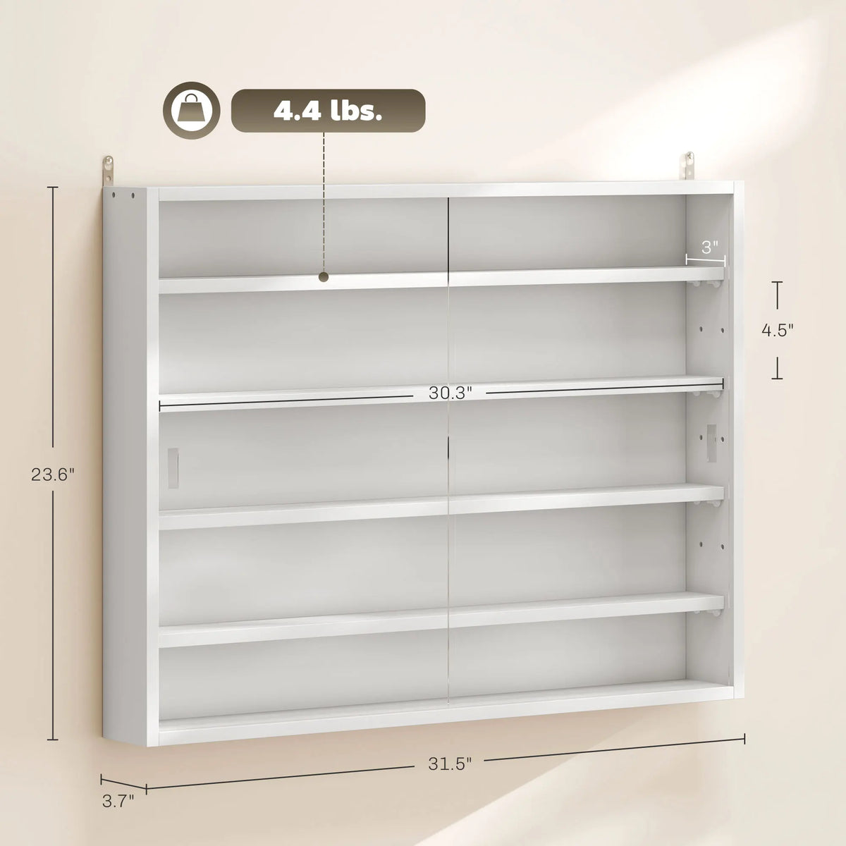 HOMCOM Five Tier Glass Door Display Cabinet With Adjustable Shelves