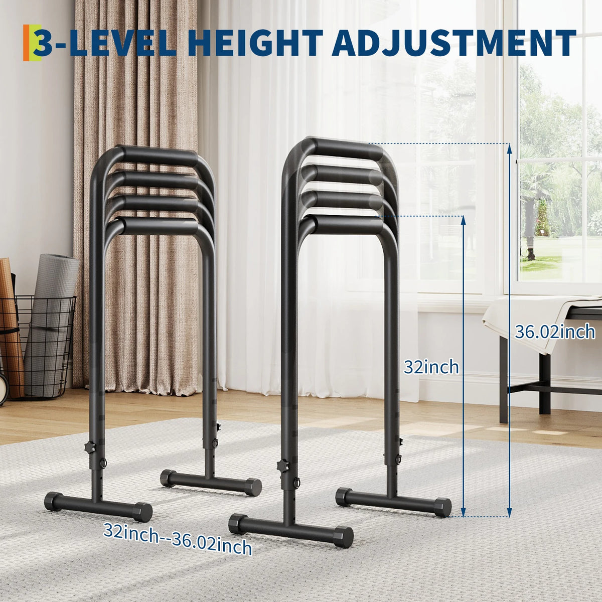 Adjustable Heavy Duty Dip Bars for Home Gym Strength Training