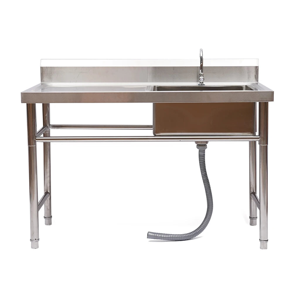 Stainless Steel Commercial Prep Sink With Faucet And Drainboard