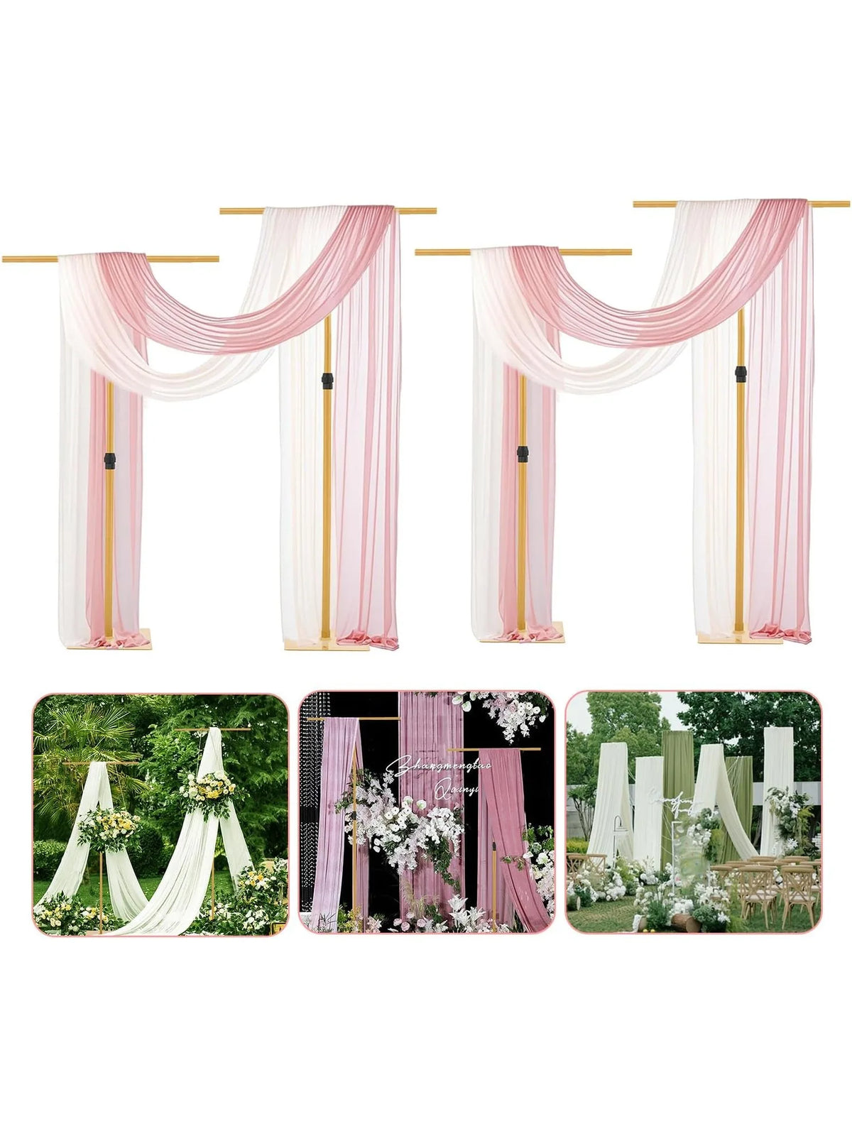 4Pcs 8FT Adjustable Backdrop Stand Wedding Draping Frame For Sheer Fabric Signs Party Birthday Banquet Decor Fabric Not Included