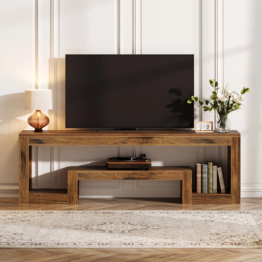Tribesigns Rustic Farmhouse TV Stand With Open Storage Shelves