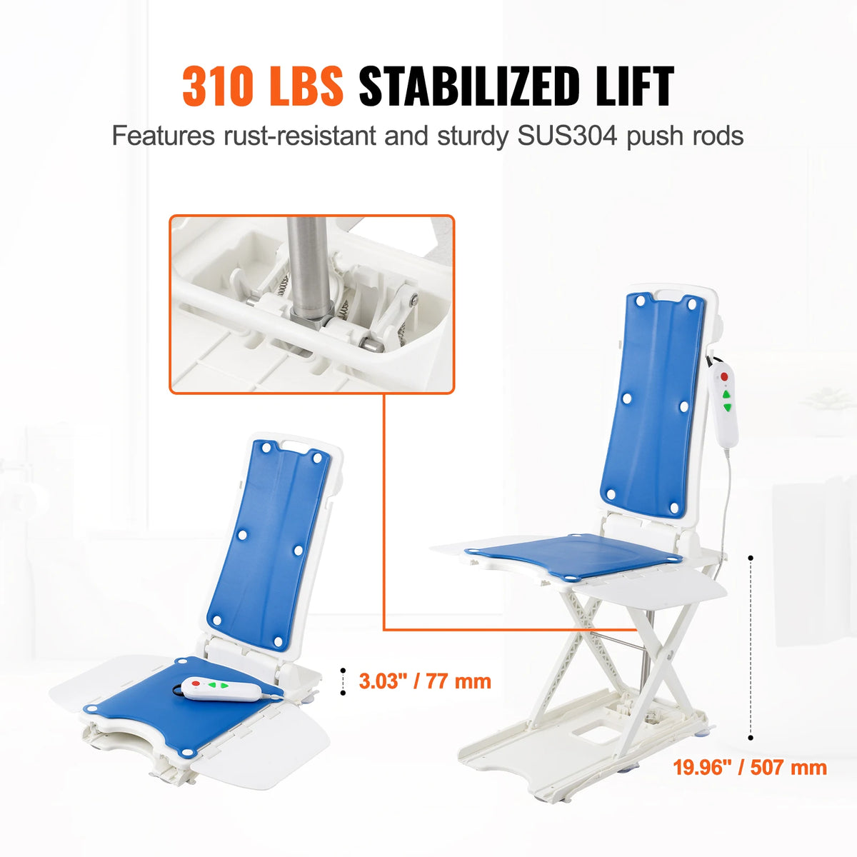 SucceBuy Electric Chair Lift Devices to Lift Elderly off Floor for Elderly 45° Tilt for Seniors Patient Support Up to 310 LBS