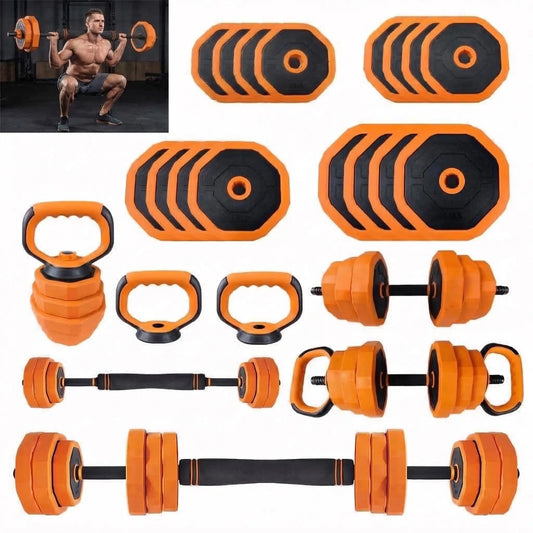 Adjustable Dumbbell Set with Barbell, Kettlebell and Push Up Stand