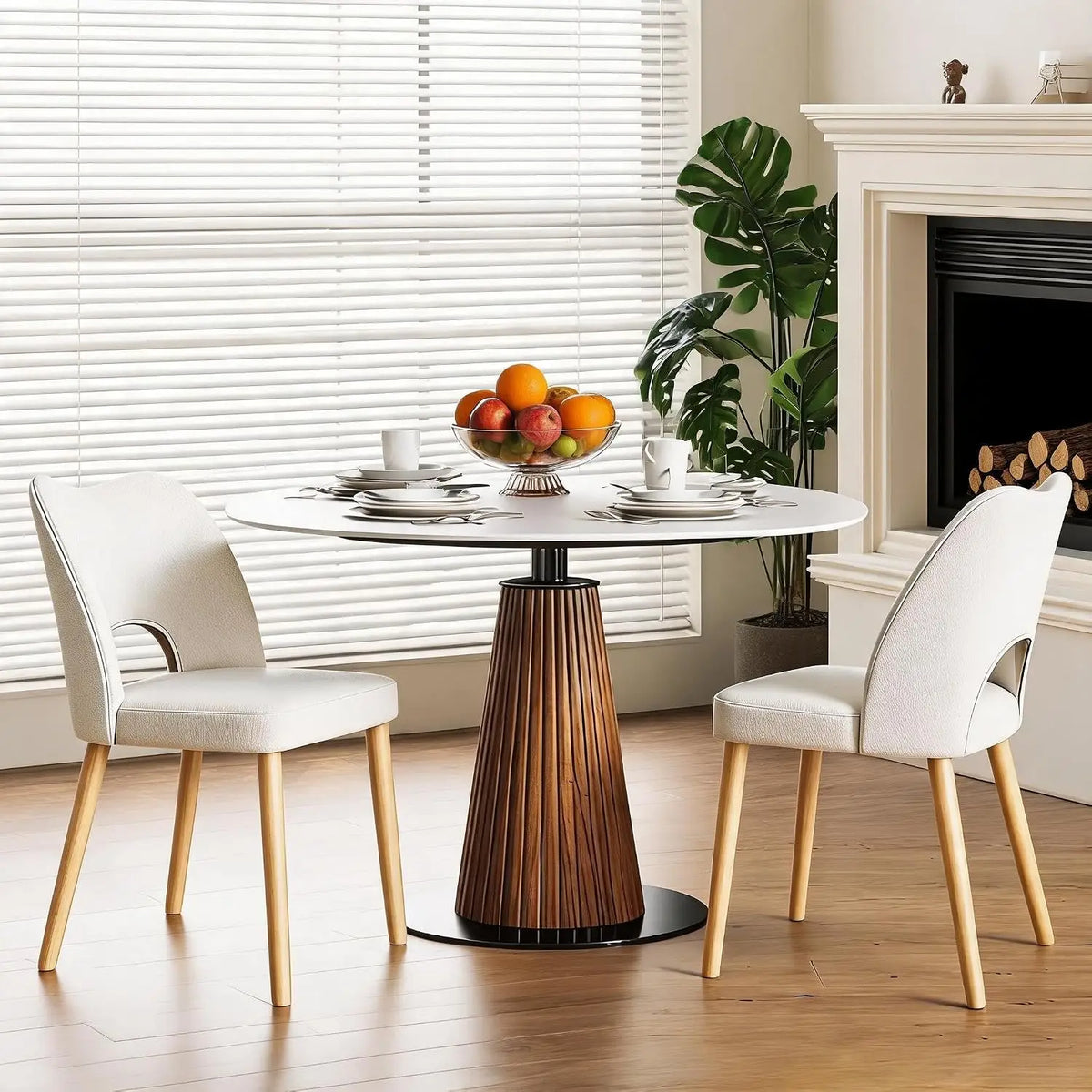 HiMISS Upholstered Dining Chairs With Butterfly Back And Wood Legs