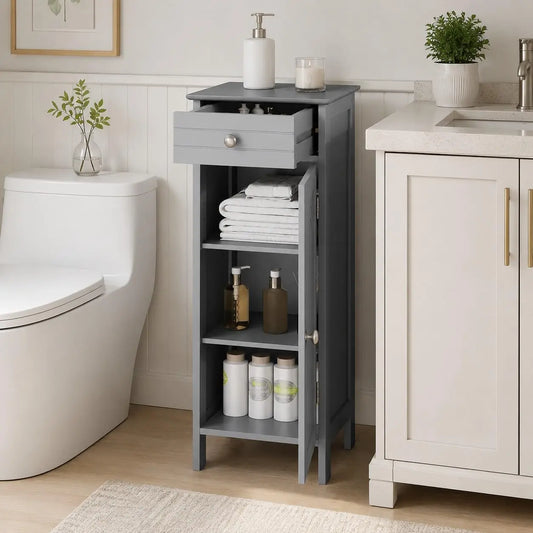 Bathroom Cabinet, Narrow FreeStanding Space-Saving Storage Organizer | Multifunctional Narrow Side Storage floor Cabinet for Bathroom,Laundry Room, Kitchen