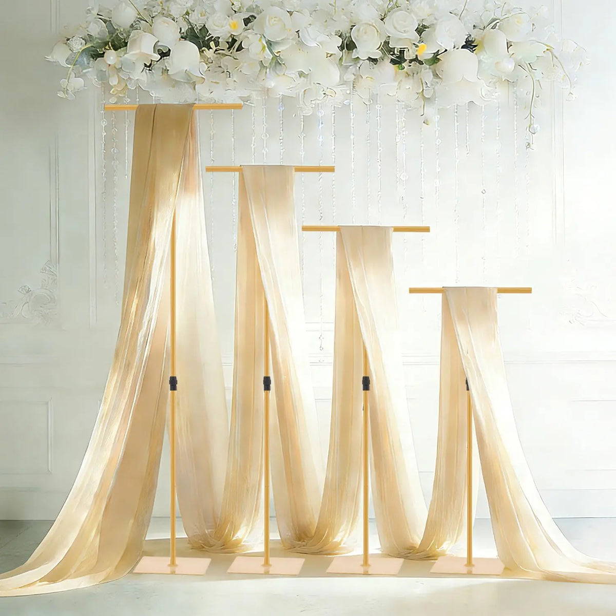 4Pcs 8FT Adjustable Backdrop Stand Wedding Draping Frame For Sheer Fabric Signs Party Birthday Banquet Decor Fabric Not Included