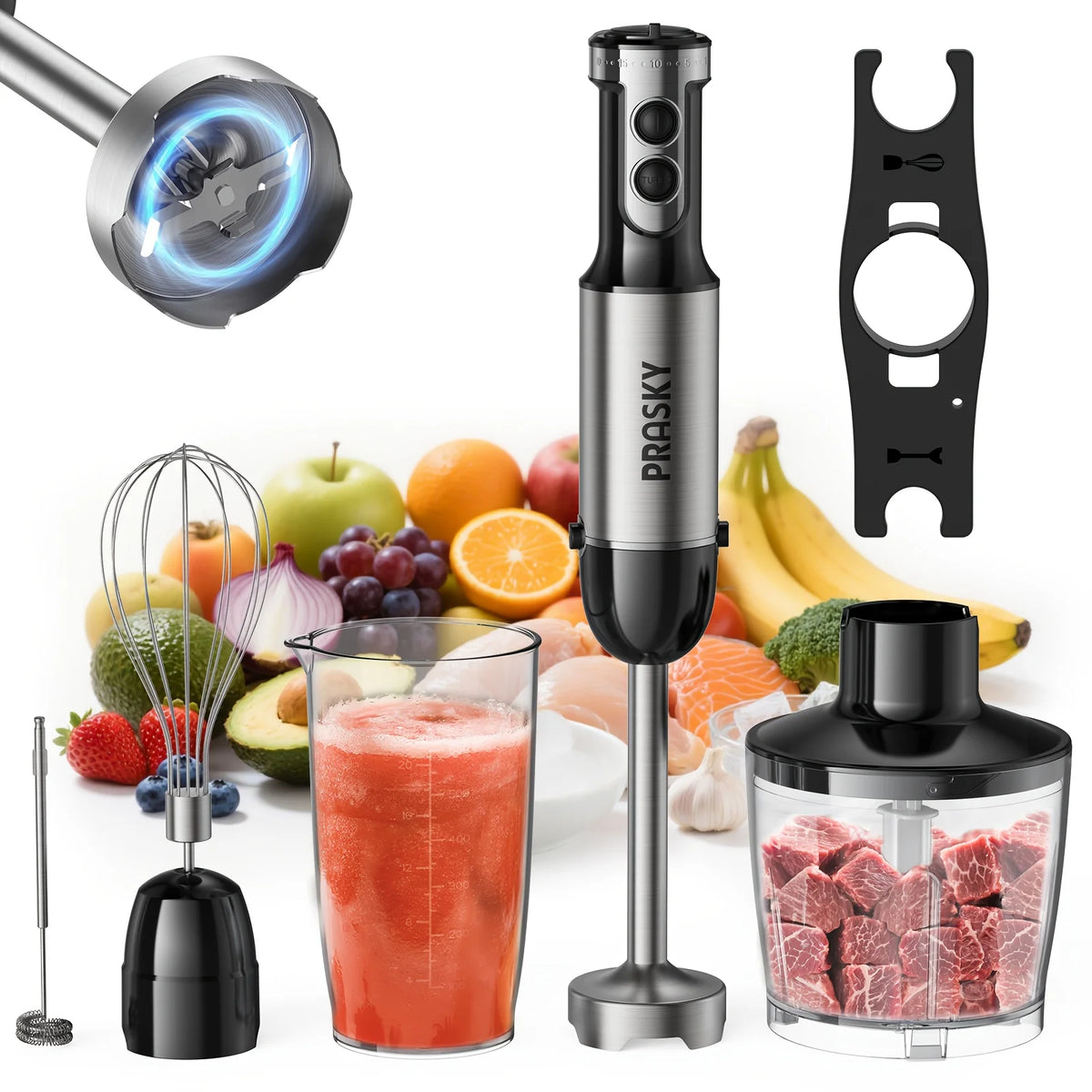Prasky 5 In 1 Immersion Blender With Chopper And Whisk
