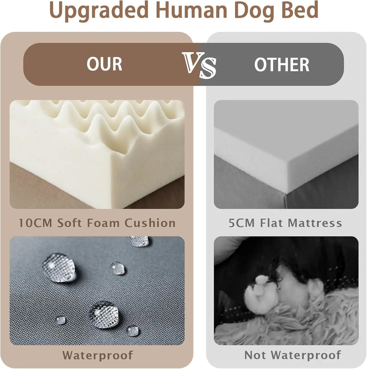 ROOMTEC Washable Memory Foam Human Dog Bed With Pillow