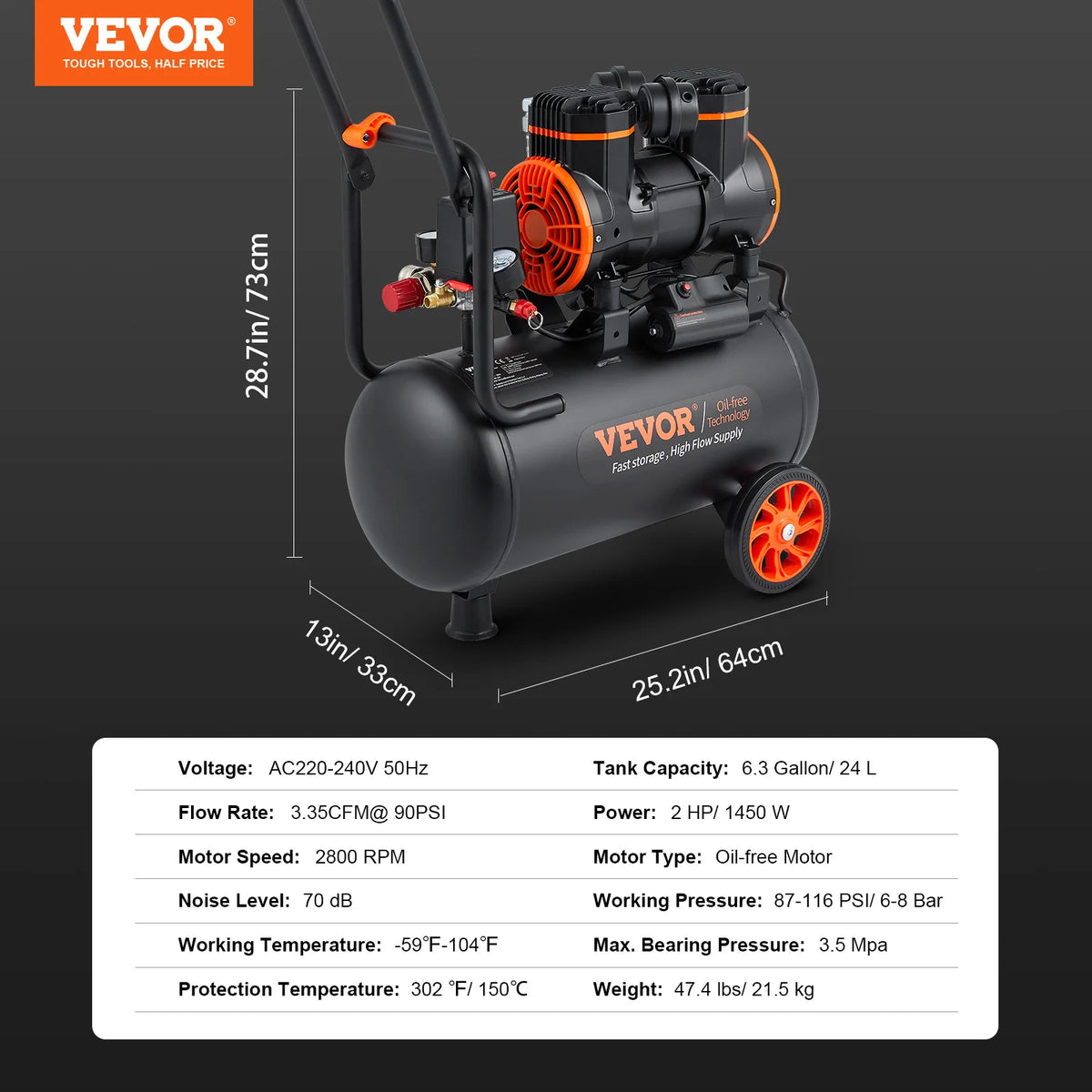 SucceBuy Air Compressor 900W 1450W 1800W Oil-free Portable Air Pump for Repair Tire Inflation Woodwork Nailing Compressor