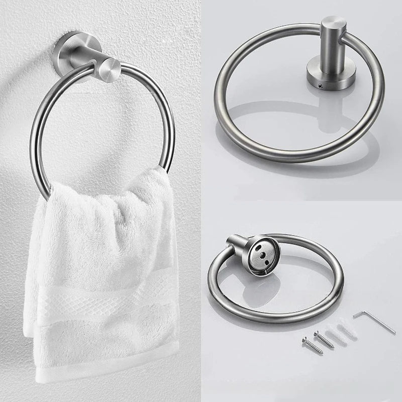 7Pcs/Set Bathroom Hardware Set Bathroom Towel Rack Including 16" Hand Towel Bars Toilet Paper Holders, Towel Rings, Robe Towel Hooks