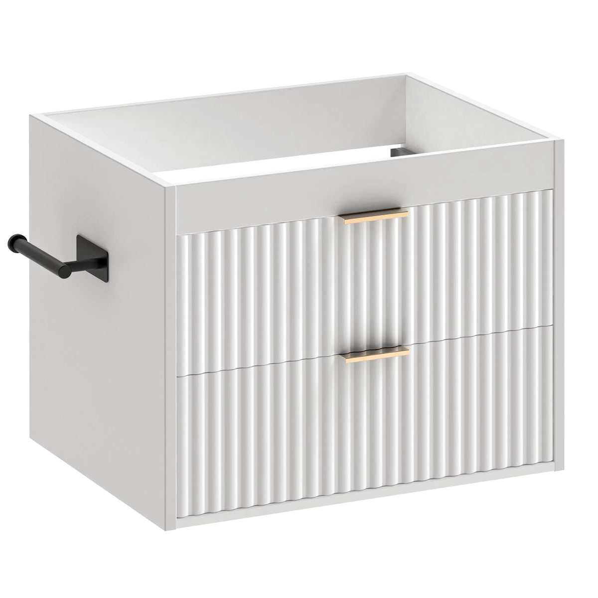 24' Floating Bathroom Vanity with Sink, Modern Wall Mounted Cabinet, 2 Drawers with Black Handles, for Bathroom/Laundry Room, White/Black