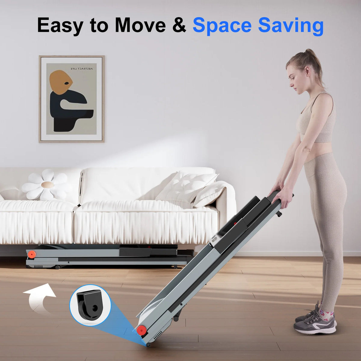 LACUFFY Folding Electric Treadmill With Adjustable Incline And App Connectivity