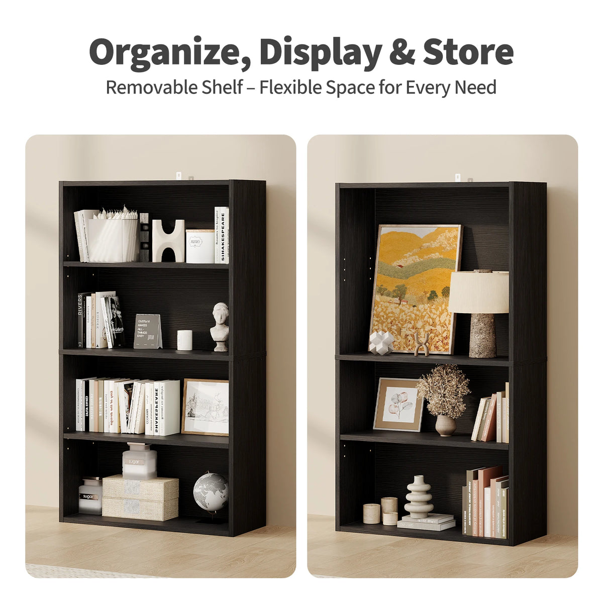 JHK Wooden Open Bookcase Shelf for Home Office Storage