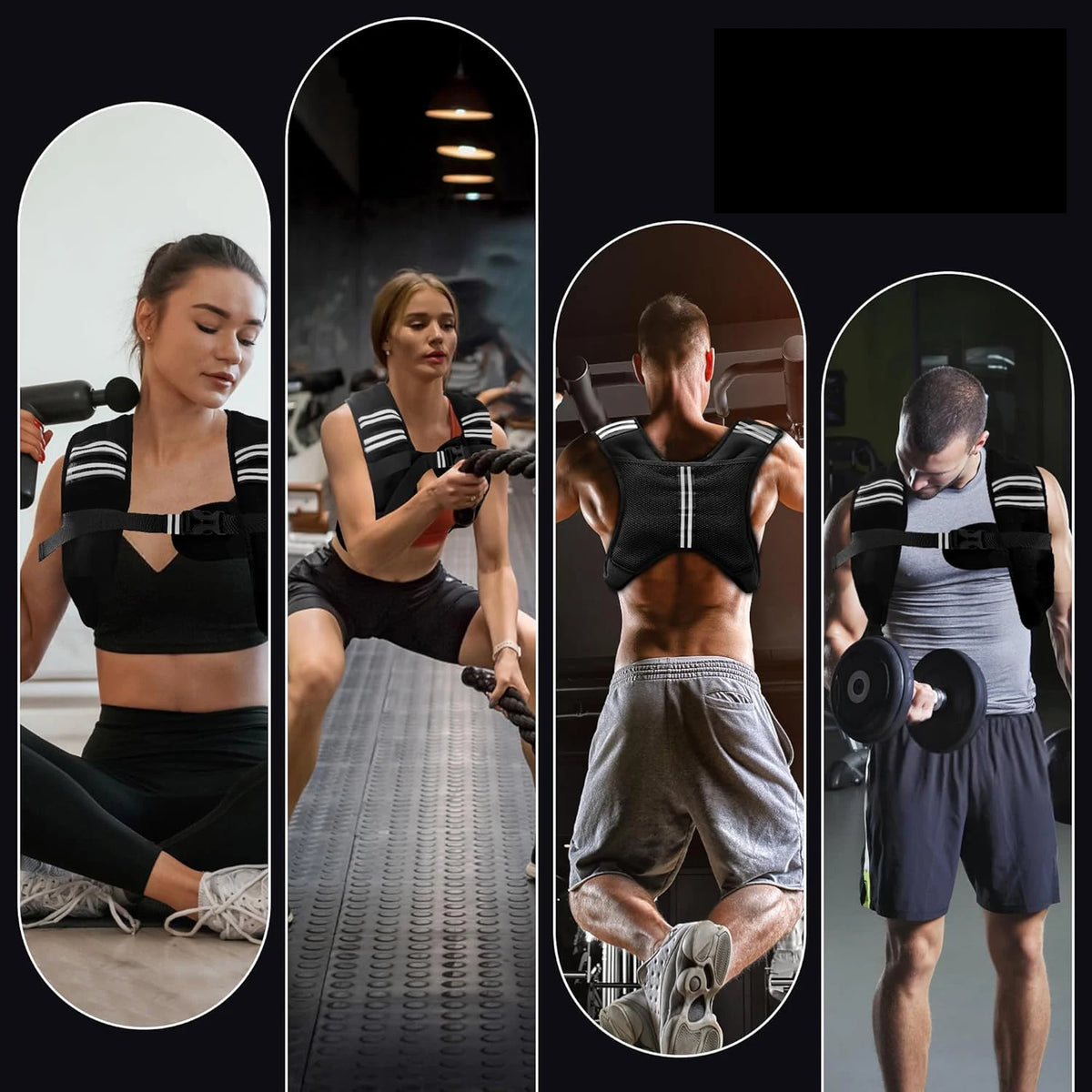 Weighted Fitness Vest With Reflective Stripe And Storage Pocket