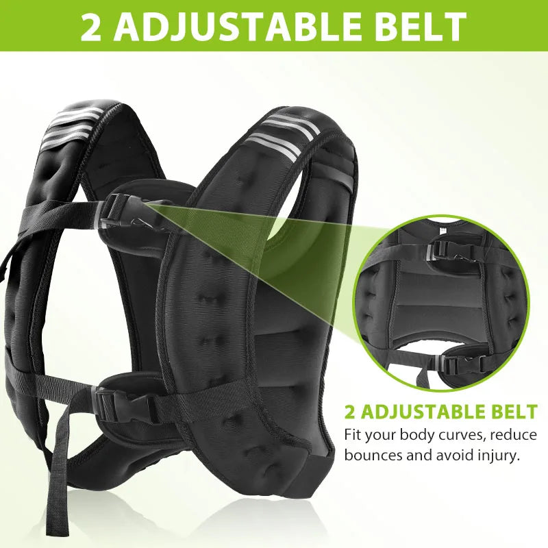 Weighted Fitness Vest With Reflective Stripe And Storage Pocket