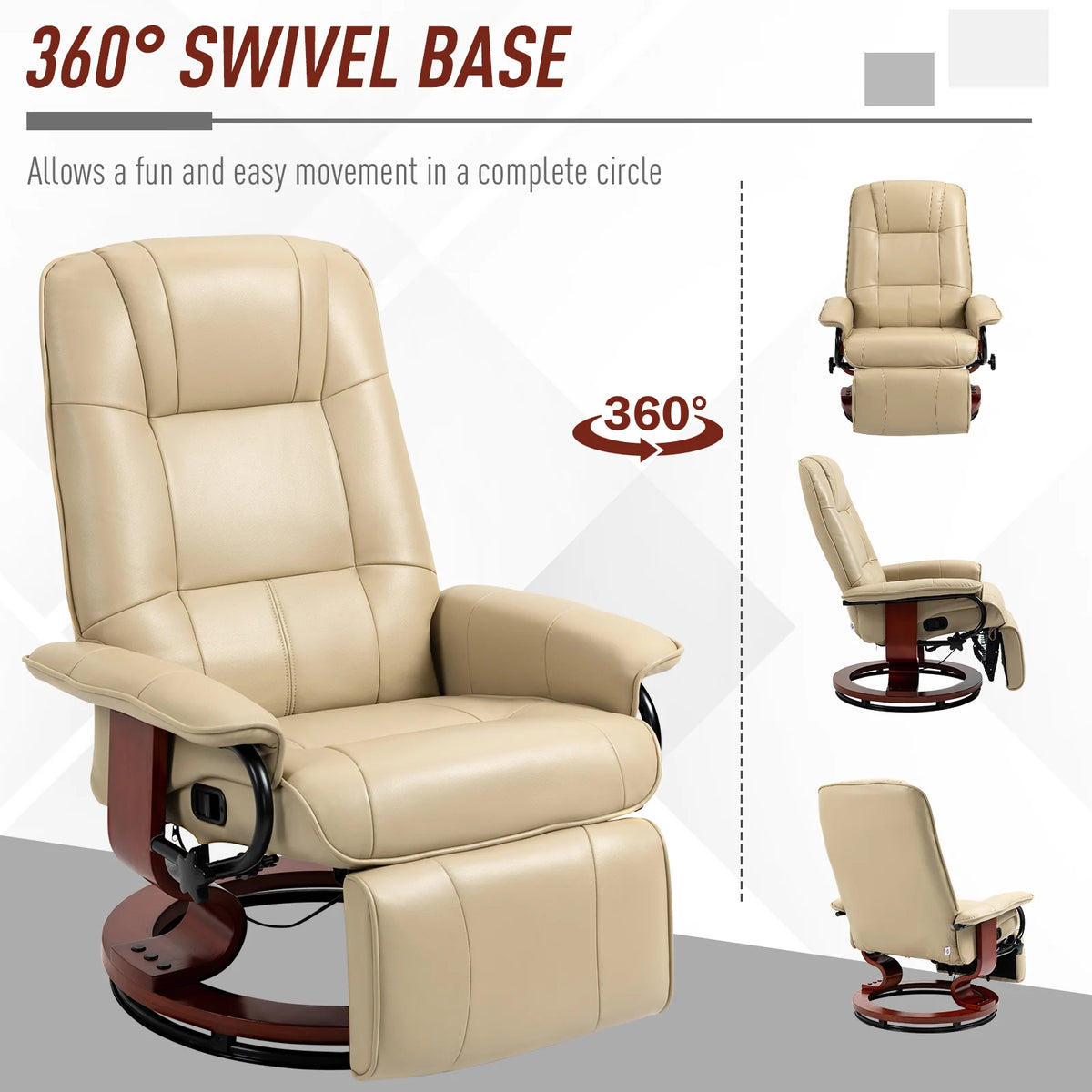 HOMCOM Swivel Recliner Chair With Adjustable Back And Footrest