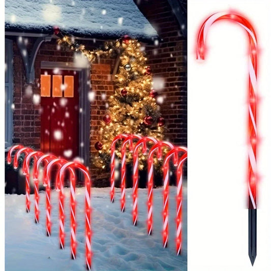 23'' Christmas Candy Cane Pathway Markers Lights Red 12 Packs Outdoor Xmas Decoration with Stakes 72 Lights for Yard Walkway Lawn Garden Decor Outdoor festival lighting
