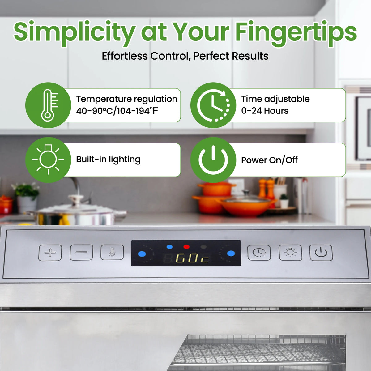 Commercial Stainless Steel Electric Food Dehydrator With Touch Panel