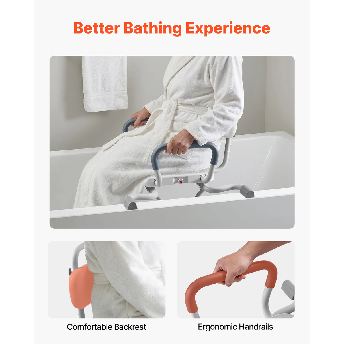 SucceBuy Swivel Shower Chair with Arms and Back for Inside Shower Stall Bathroom Bath Tub Seat for Adult Senior Handicap Elderly