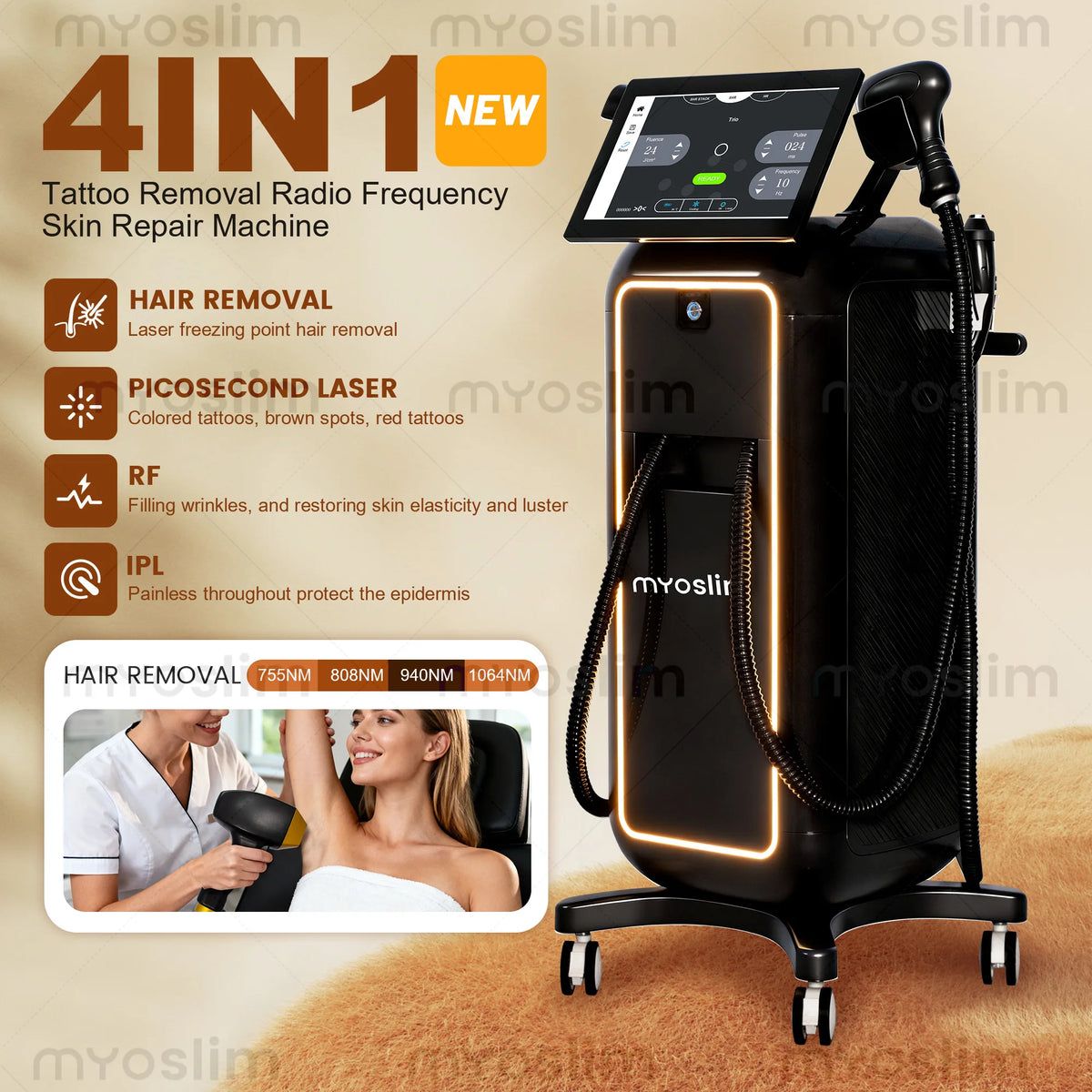 MYOSLIM Four Wave Diode Laser Hair Removal Machine