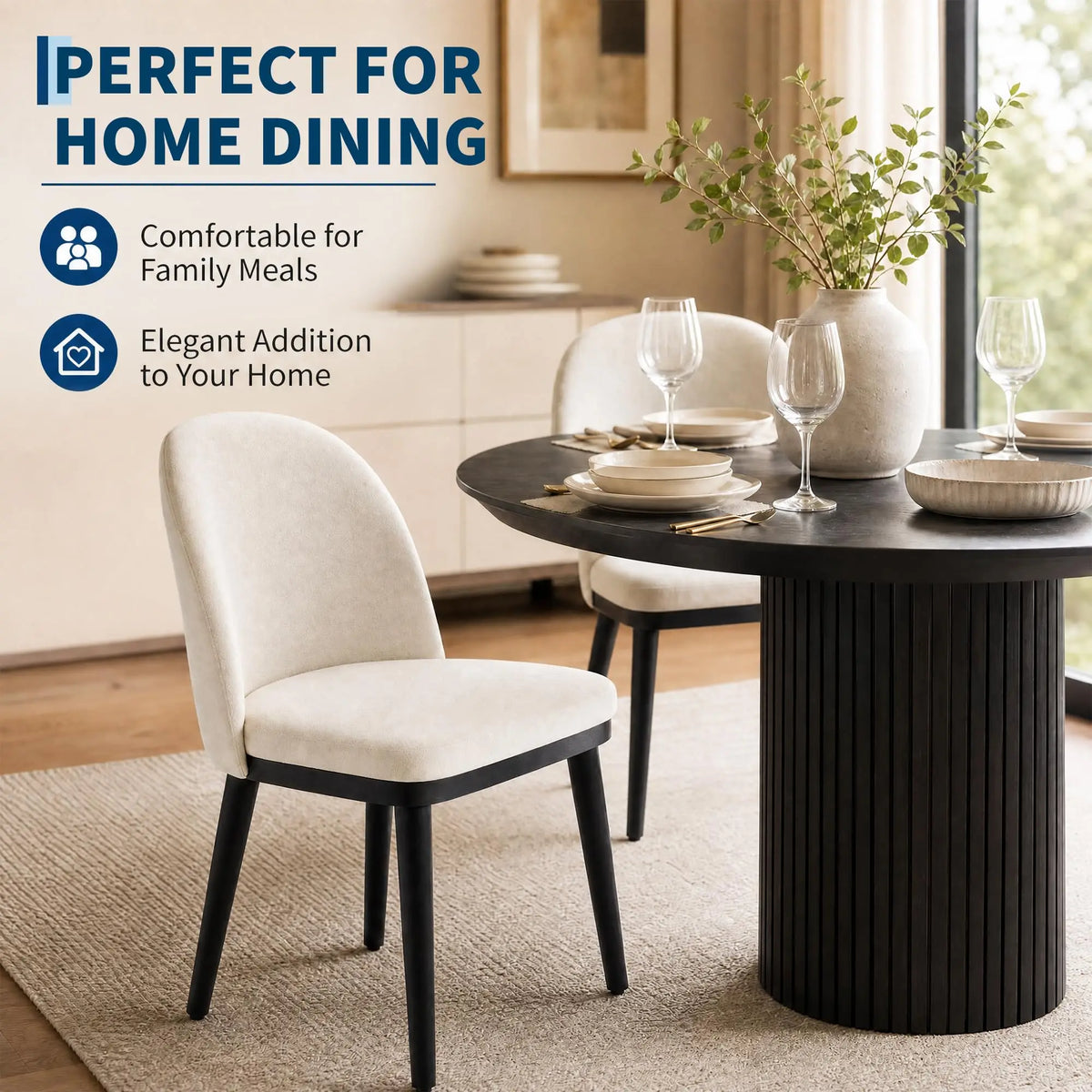 Upholstered Wooden Dining Chairs With Padded Seats And Reinforced Frame