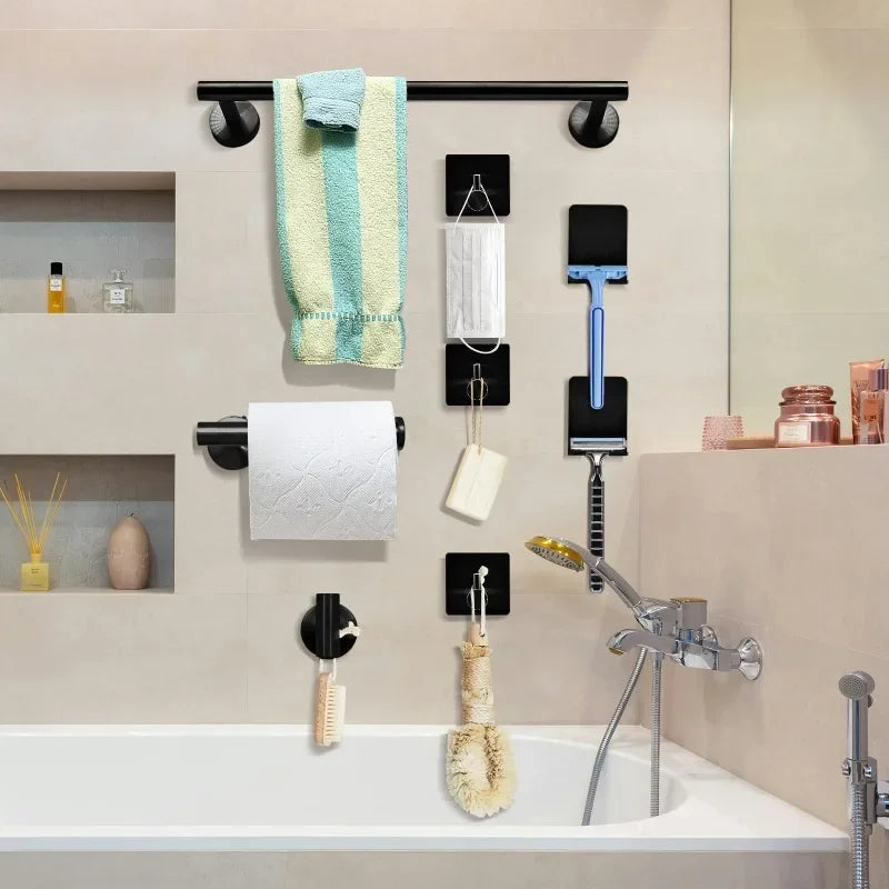 7Pcs/Set Bathroom Hardware Set Bathroom Towel Rack Including 16" Hand Towel Bars Toilet Paper Holders, Towel Rings, Robe Towel Hooks