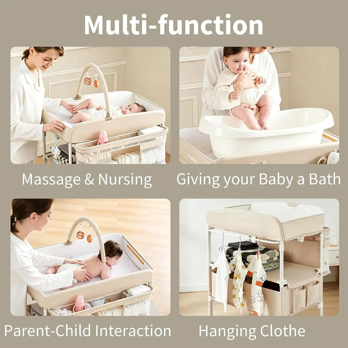 Portable Baby Changing Table With Wheels And Storage Drawers