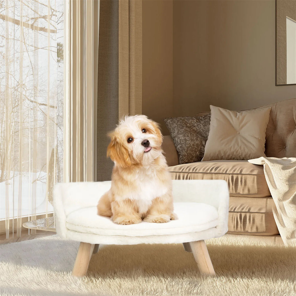 BINGOPAW Raised Pet Sofa Bed With Removable Cushion