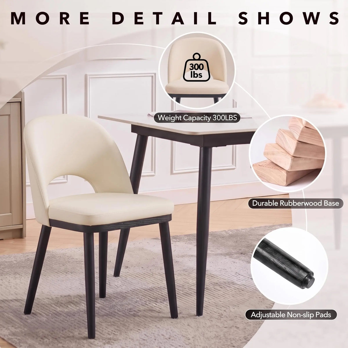 Upholstered Wooden Dining Chairs With Padded Seats And Reinforced Frame