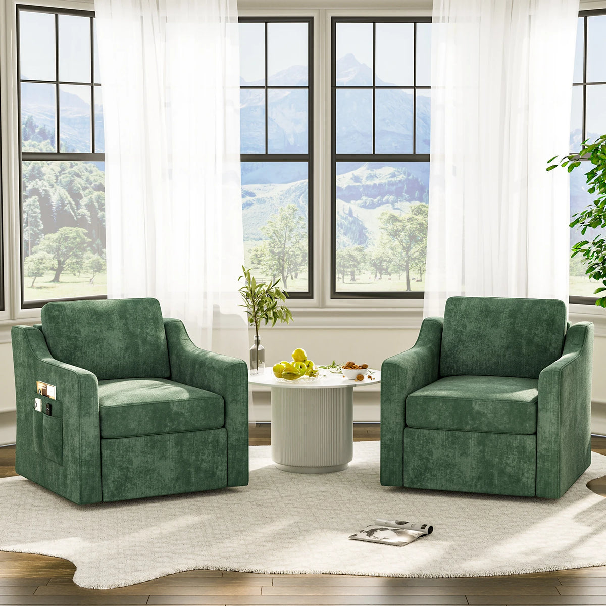 Swivel Upholstered Accent Armchair for Comfortable Living Room Seating