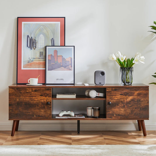 MCQ Modern Wooden TV Stand With Adjustable Shelf And Storage