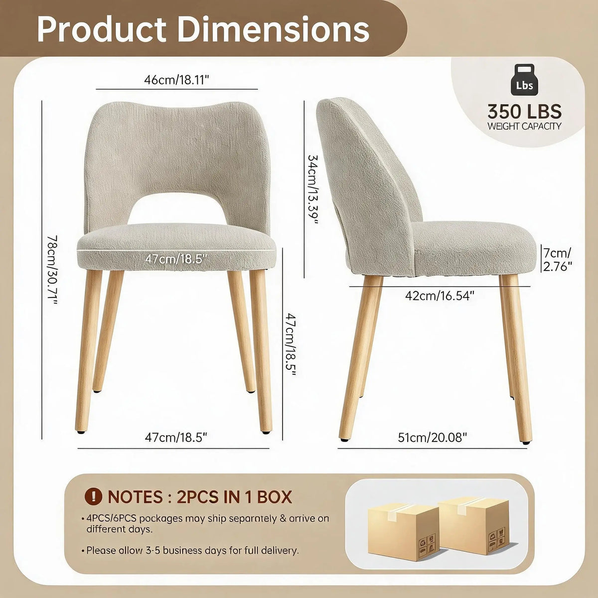 HiMISS Upholstered Dining Chairs With Butterfly Back And Wood Legs