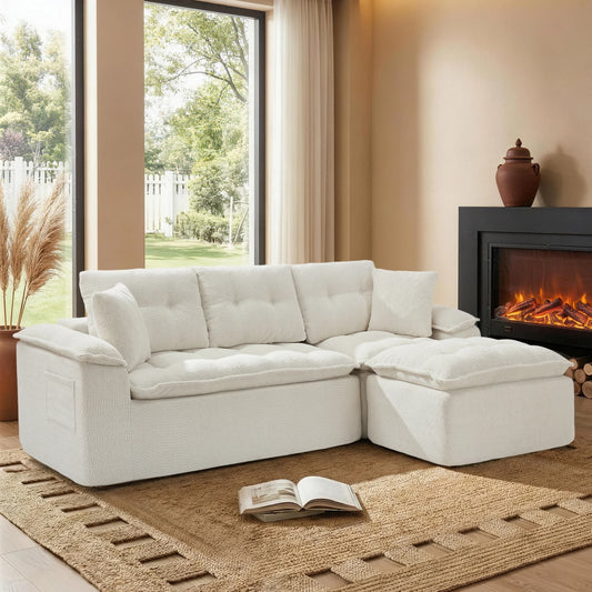 Korser Modern Modular Cloud Sectional Sofa With Ottoman