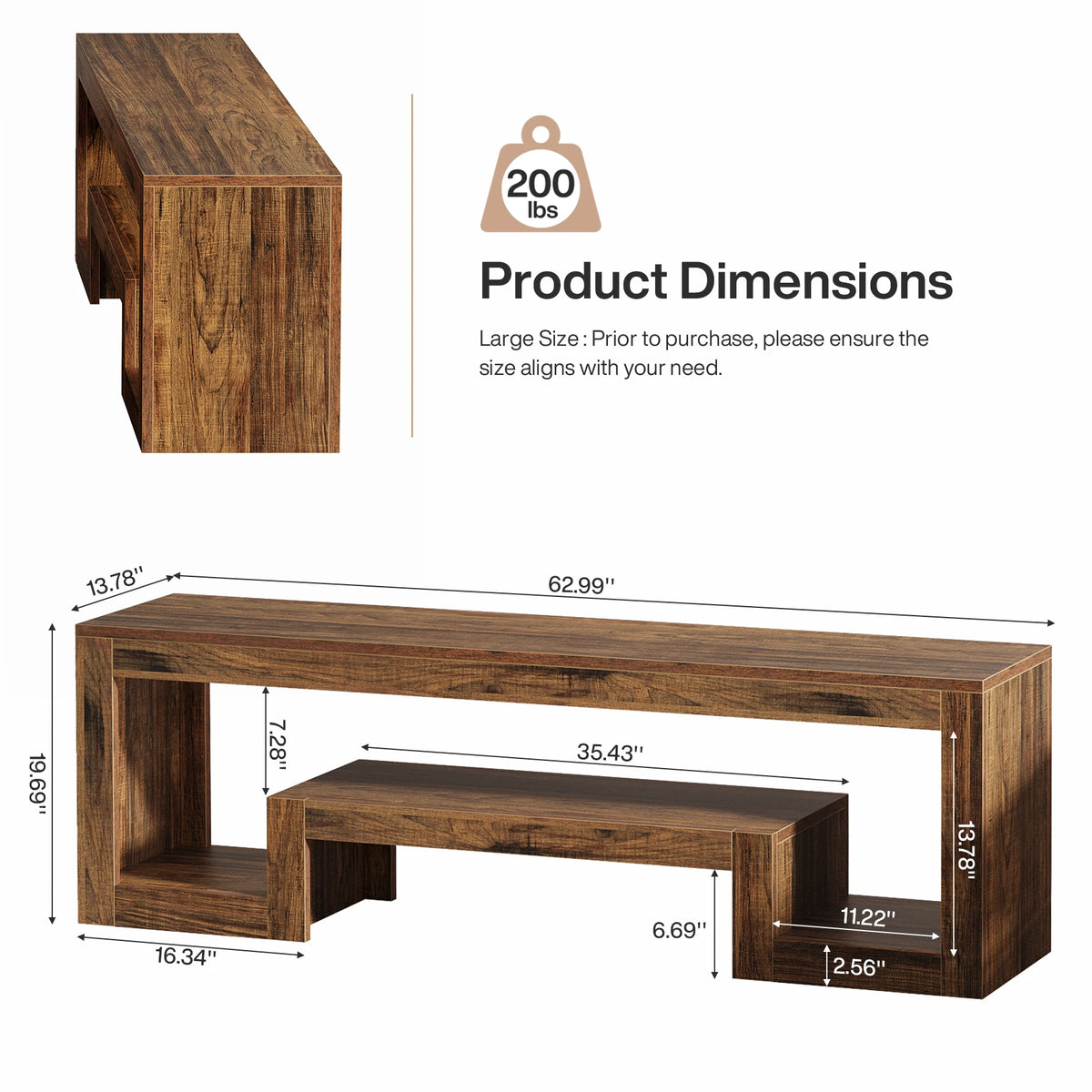 Tribesigns Rustic Farmhouse TV Stand With Open Storage Shelves