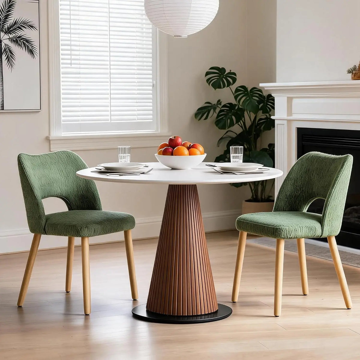 HiMISS Upholstered Dining Chairs With Butterfly Back And Wood Legs