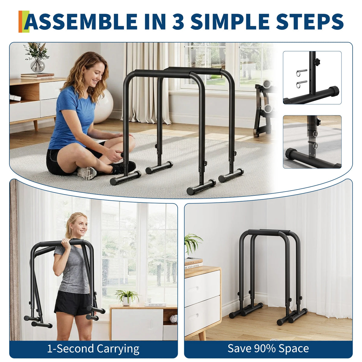 Adjustable Heavy Duty Dip Bars for Home Gym Strength Training