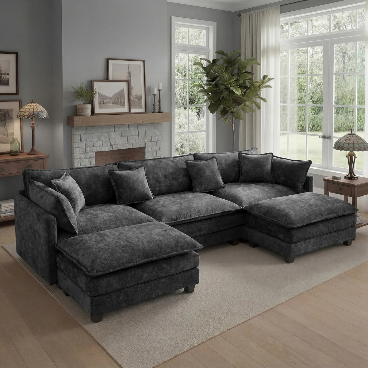Redlife Modular Sectional Sofa With Ottoman And Deep Seat Comfort